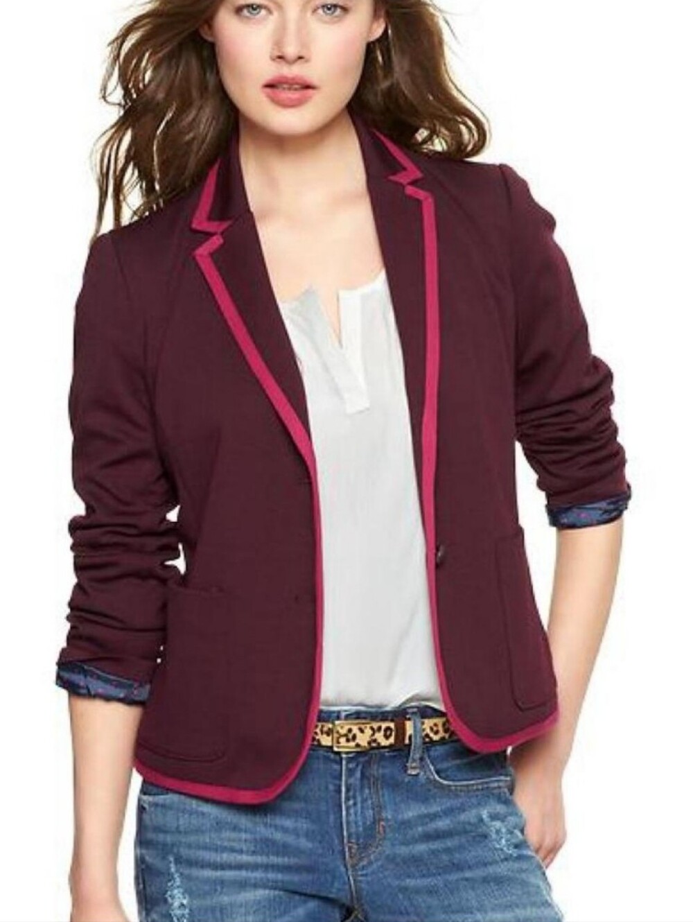 The Gap Academy Blazer Maroon Vamp Ponte Collegiate Blazer Jacket Size 8